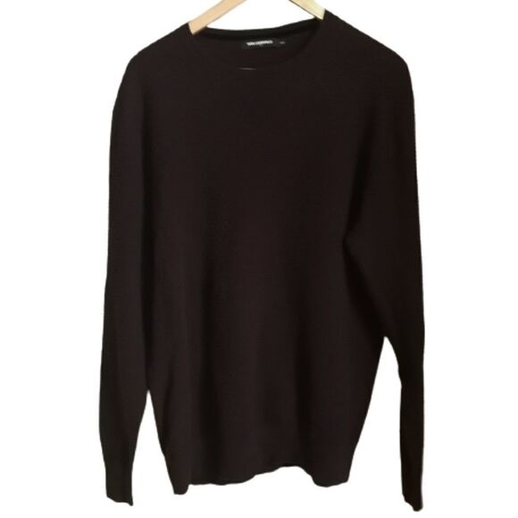 KARL LAGERFELD Burgundy Honeycoomb Cotton Knit Crewneck Sweater Size Medium - Picture 1 of 13